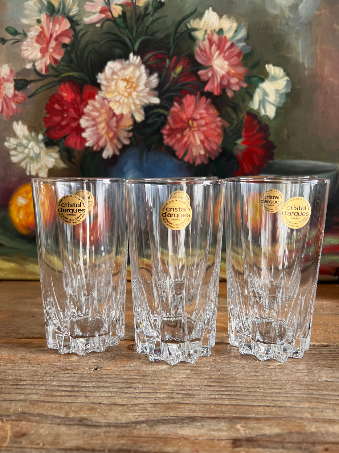 Cristal d’Arques drinkglazen, vintage kristal glazen, kristallen drinkglazen, luxe drinkglazen, retro glaswerk, hoogwaardige drinkglazen, vintage kristal servies, elegante drinkglazen