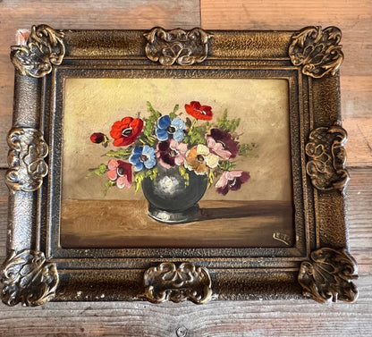 Vintage olieverf schilderij met bloemen