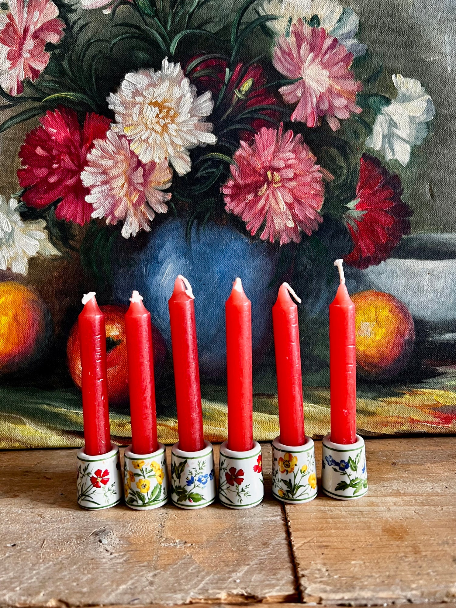 Mini kandelaartjes met kaarsjes, mini kandelaar porselein, porseleinen kandelaartjes