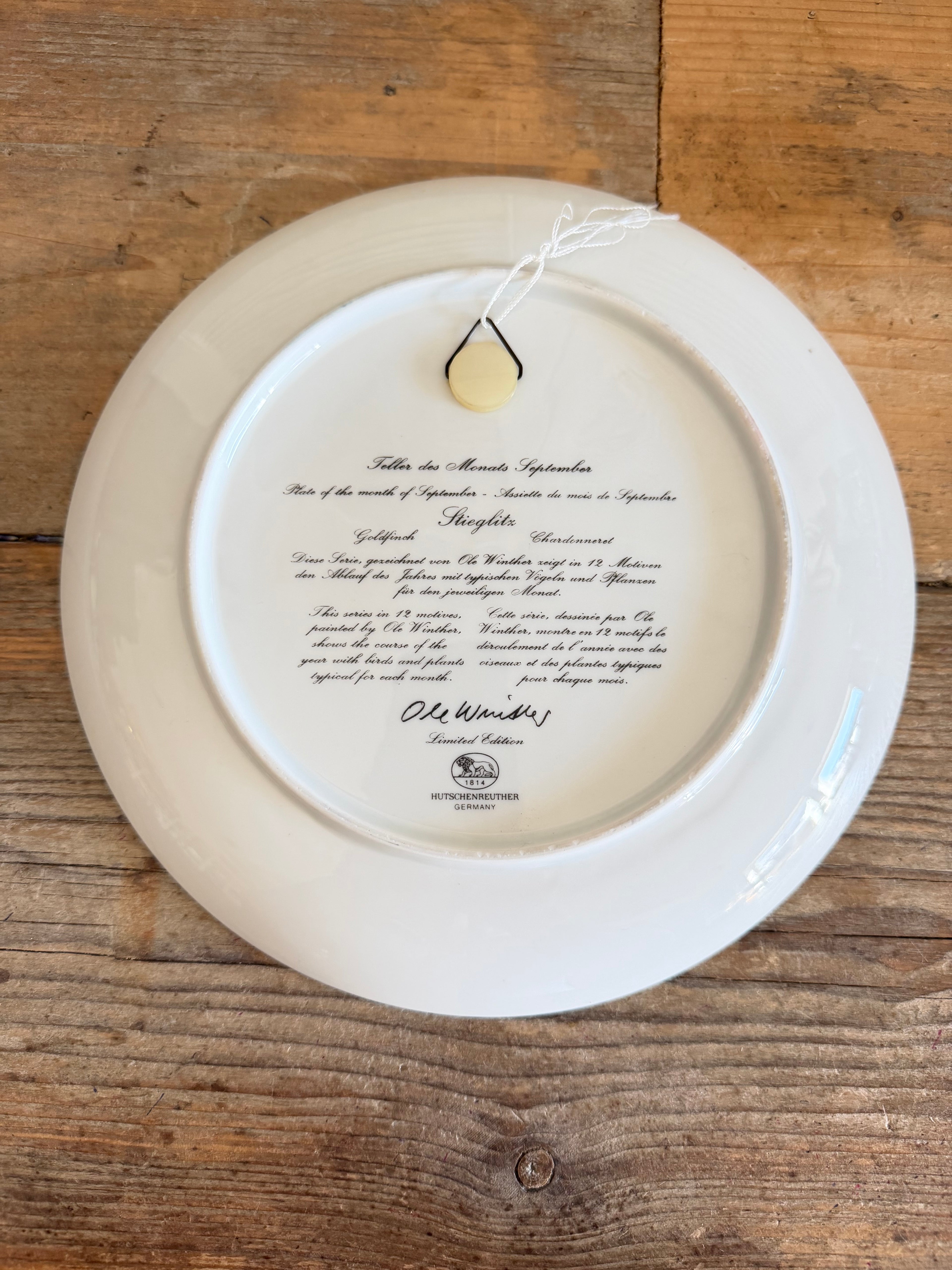 Hutschenreuther Ole Winther, Ole Winther bord, Hutschenreuther maandbord, vintage maandbord vogels, vintage wanddecoratie, Sofia&