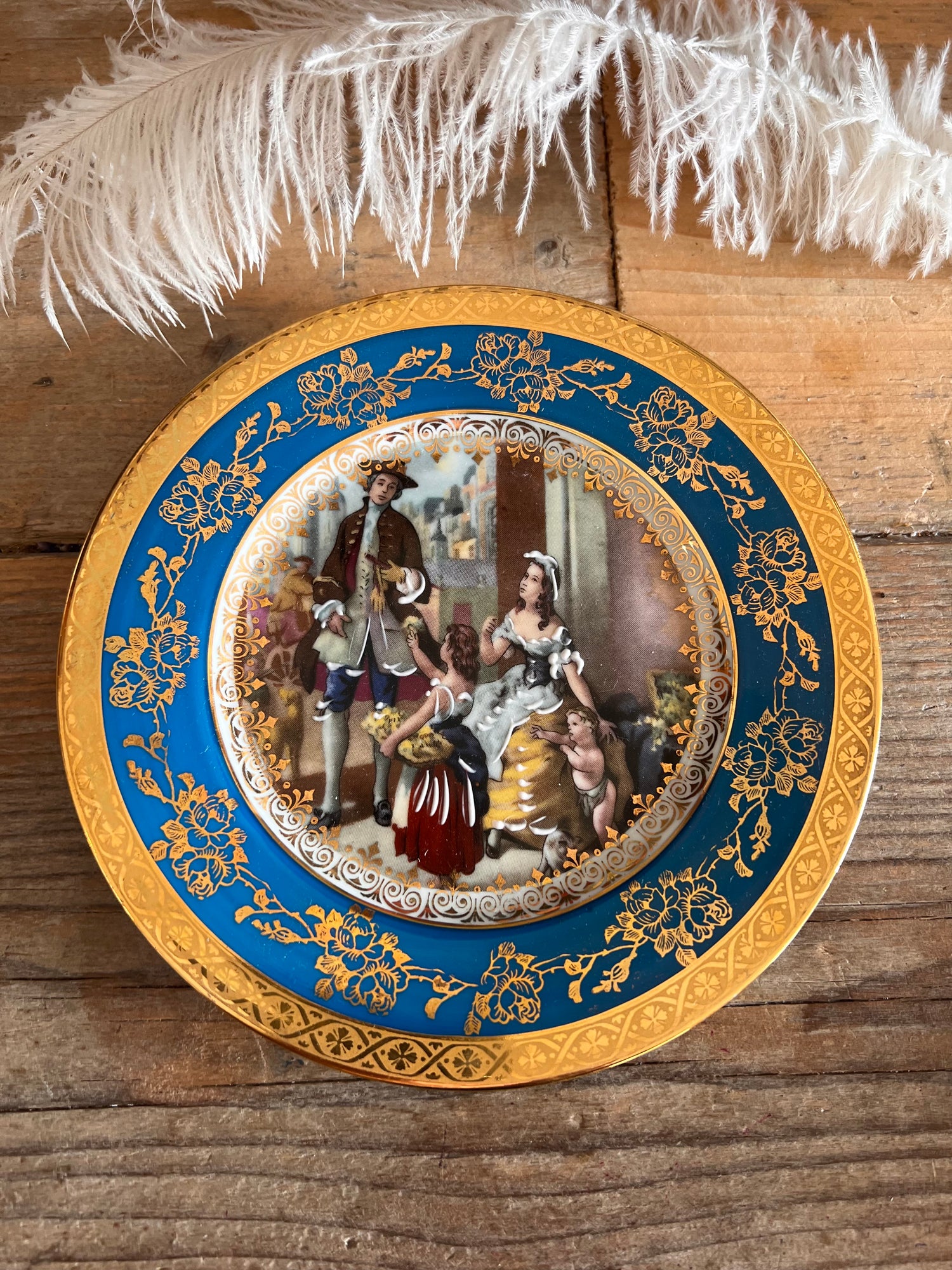 Sierbord Limoges Fragonard afbeelding blauw - Limoges porselein