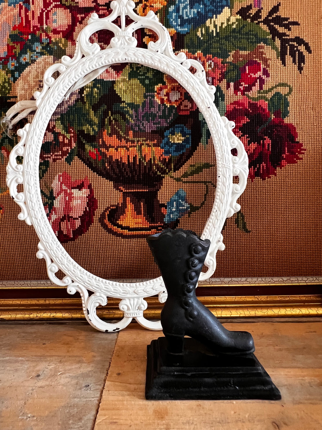 Boekensteun gietijzer laars zwart