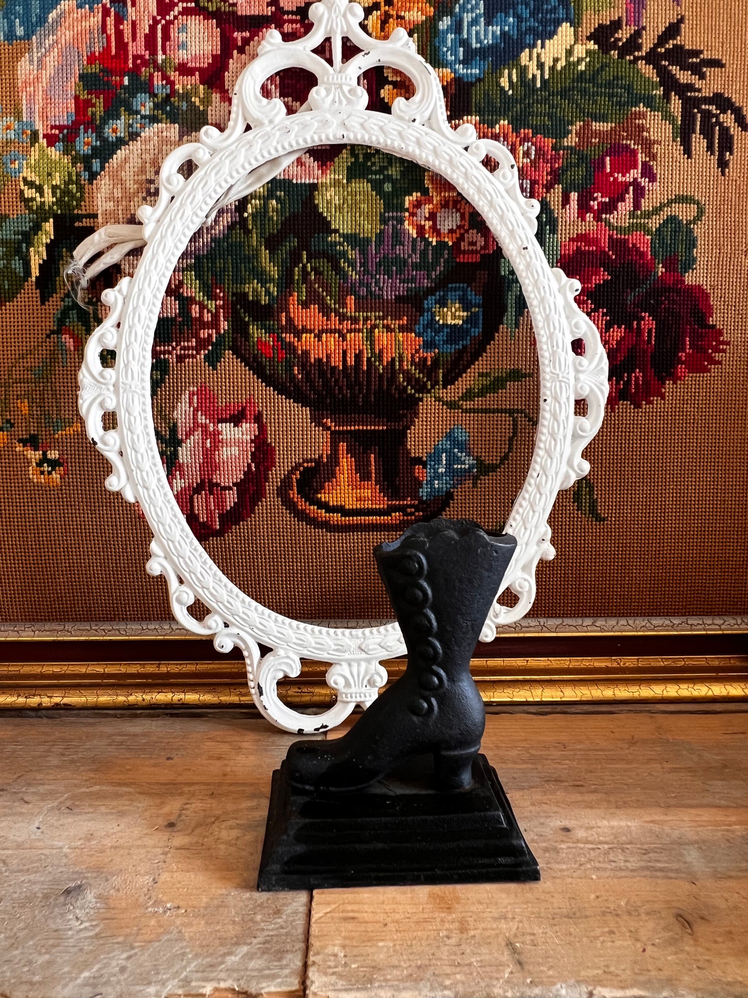 Boekensteun gietijzer laars zwart