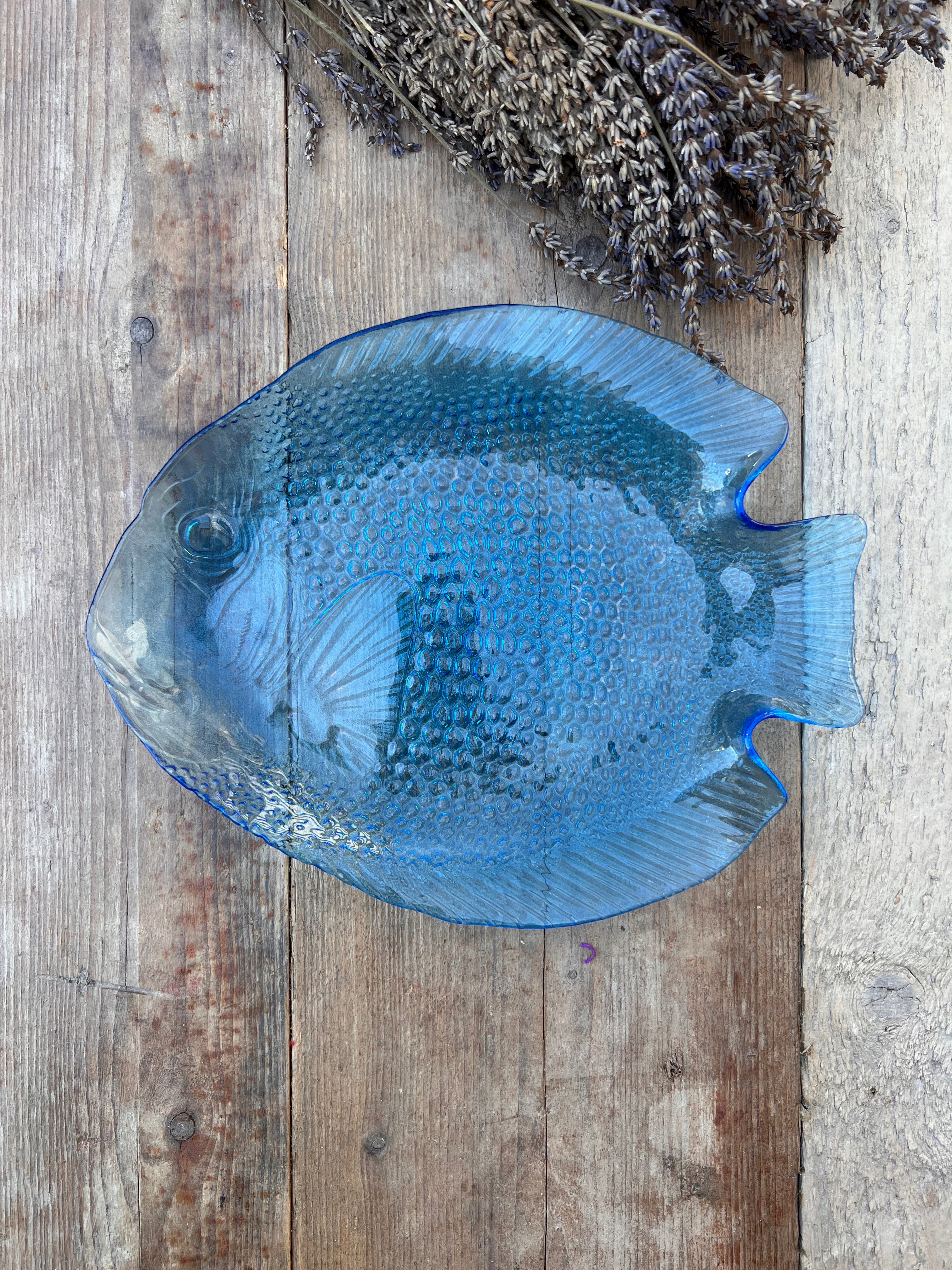 Vintage Fischschale blau