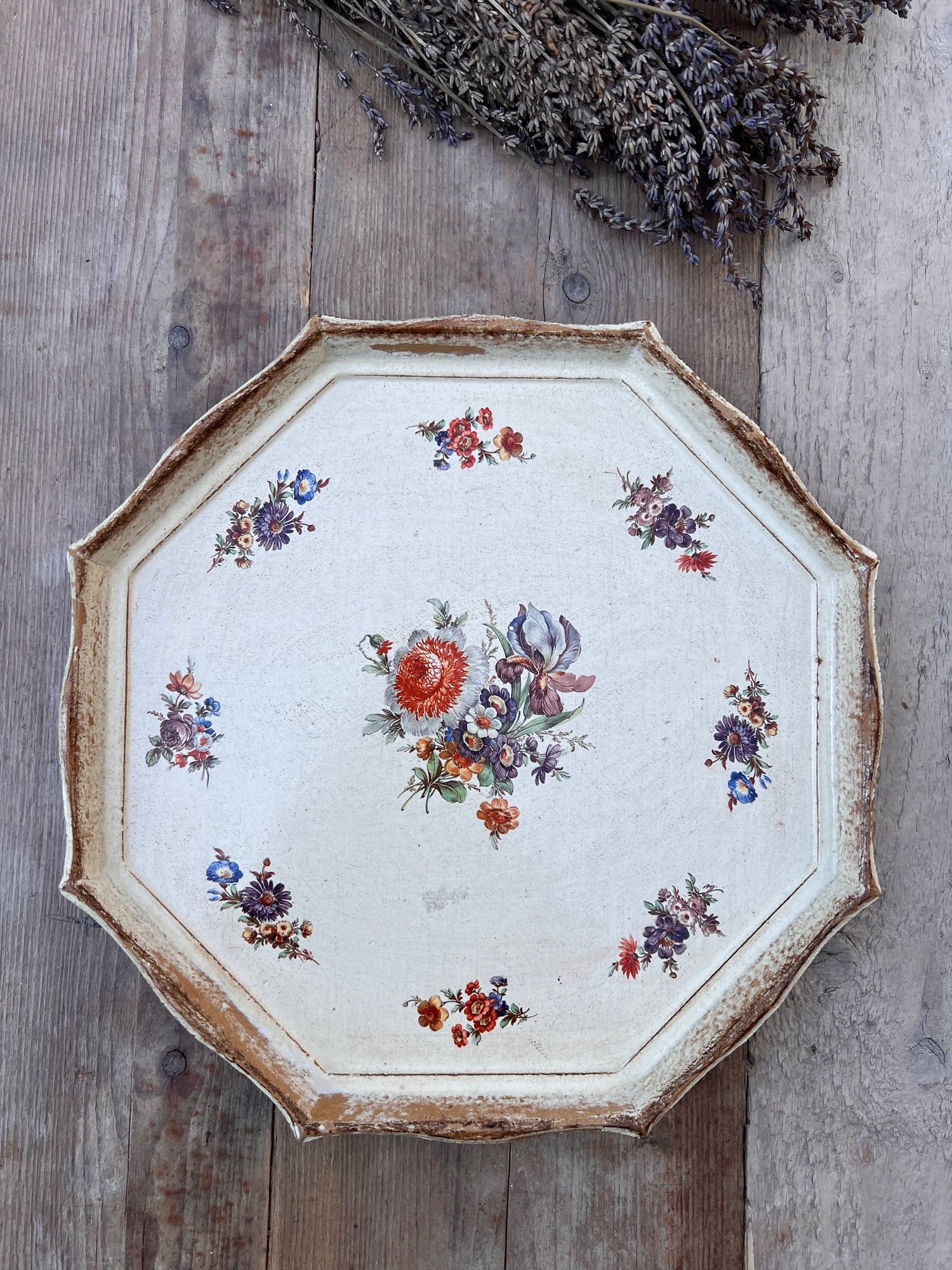 Vintage tray with flowers