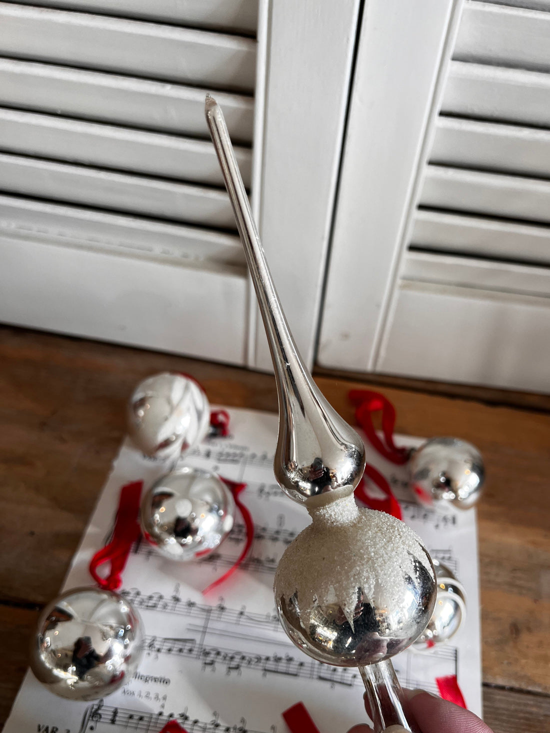 Vintage kerstballen, kerstballen, piek