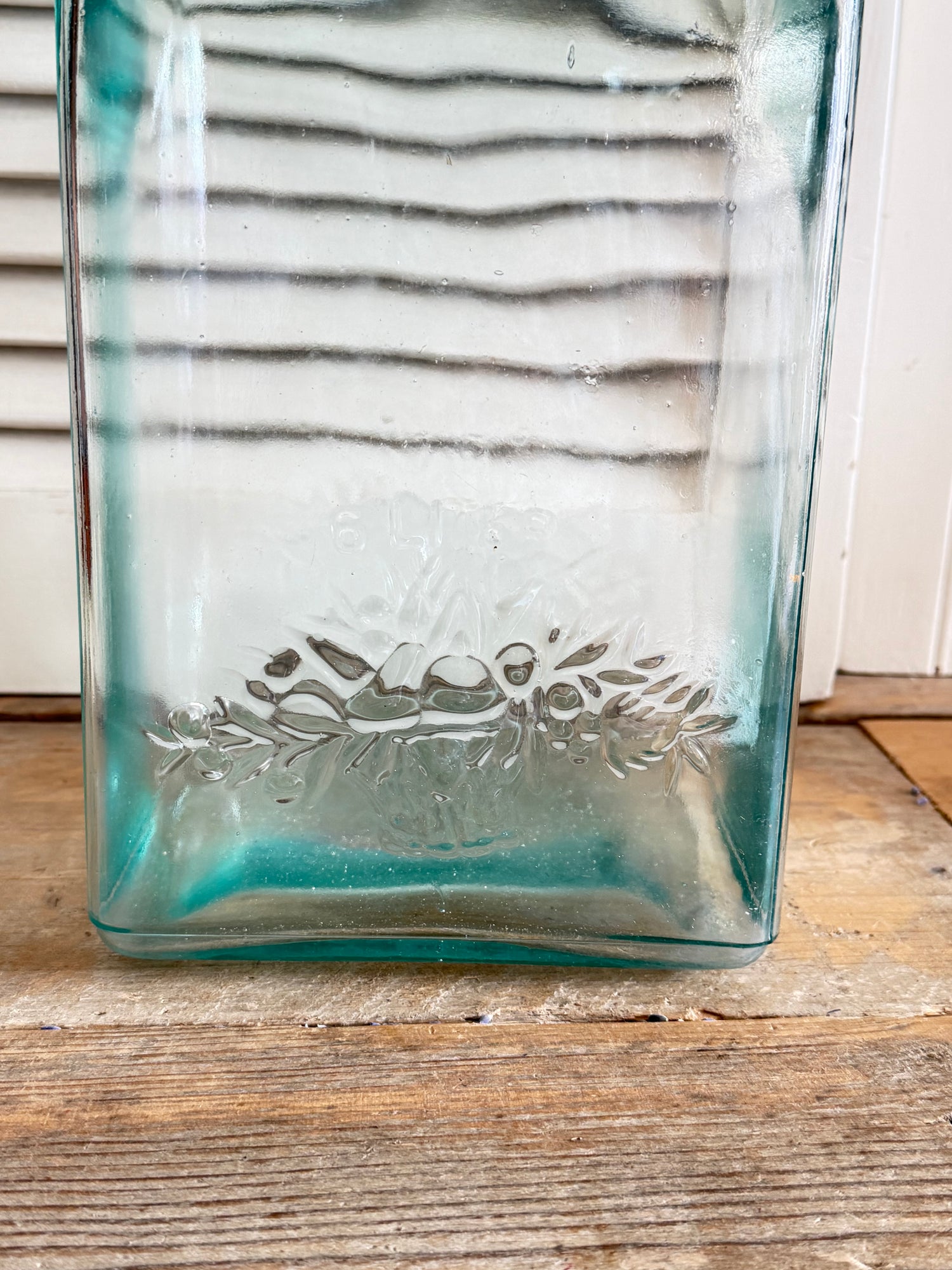 Vintage glazen voorraadpot, grote voorraadpot glas, glazen pot 6 liter, oude voorraadpot, brocante glas, groen glas vintage, Sofia&
