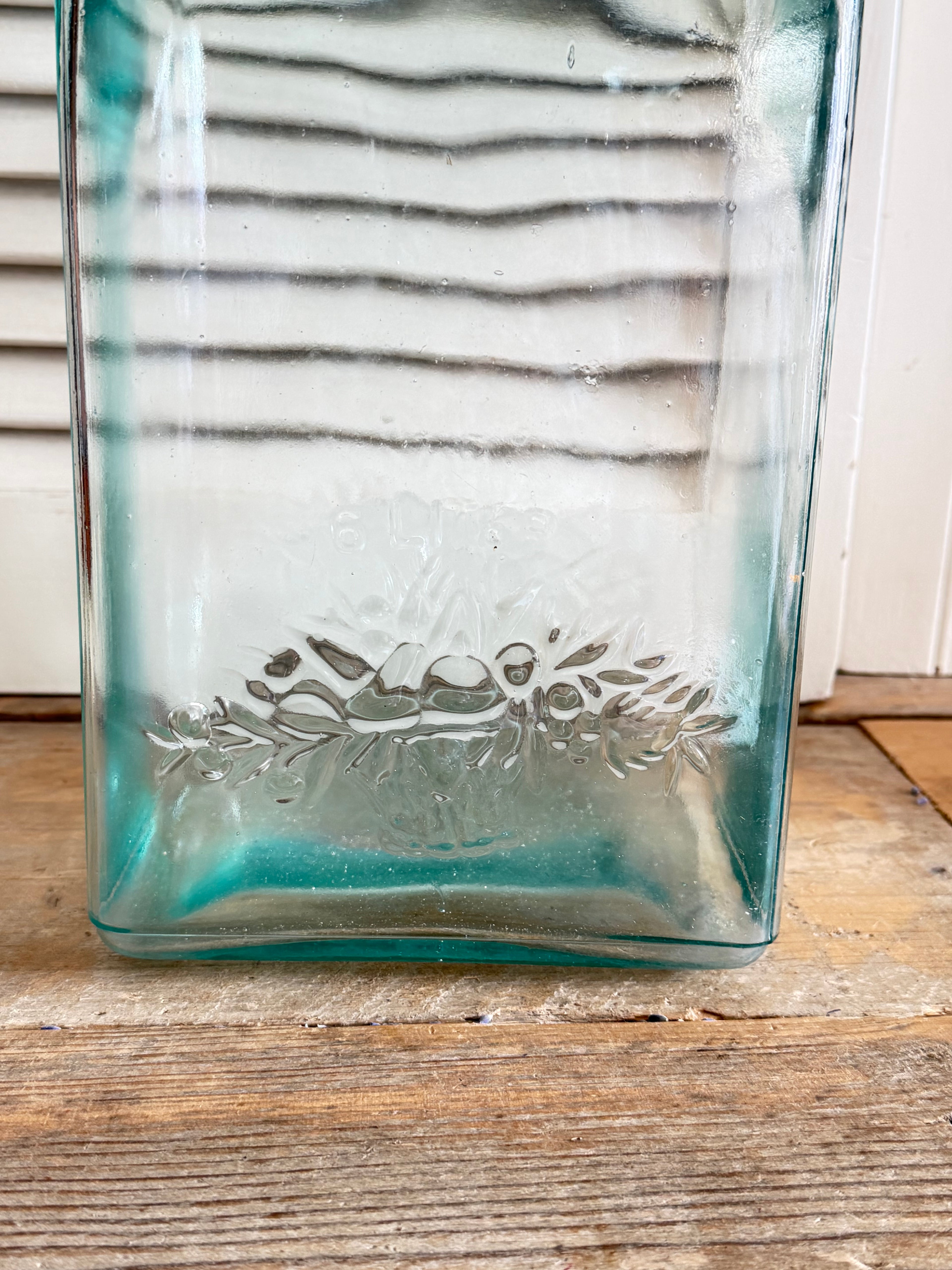 Vintage glazen voorraadpot, grote voorraadpot glas, glazen pot 6 liter, oude voorraadpot, brocante glas, groen glas vintage, Sofia&