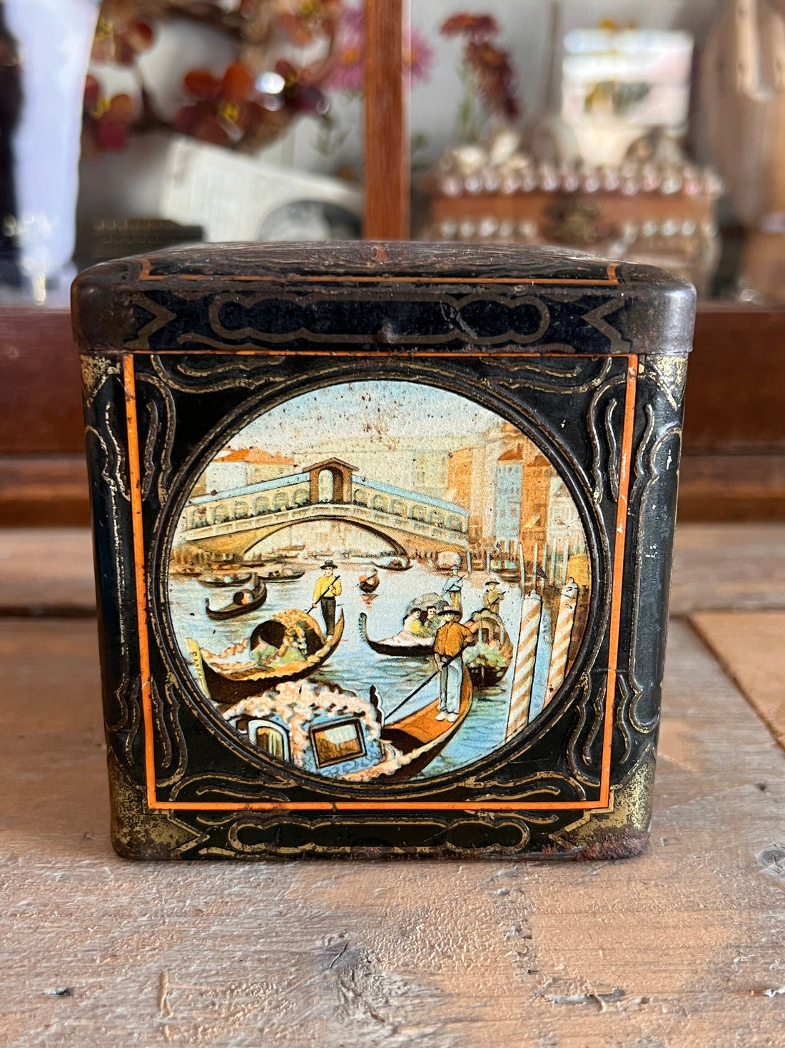 Antiek Van Houten cacao blik Venetië