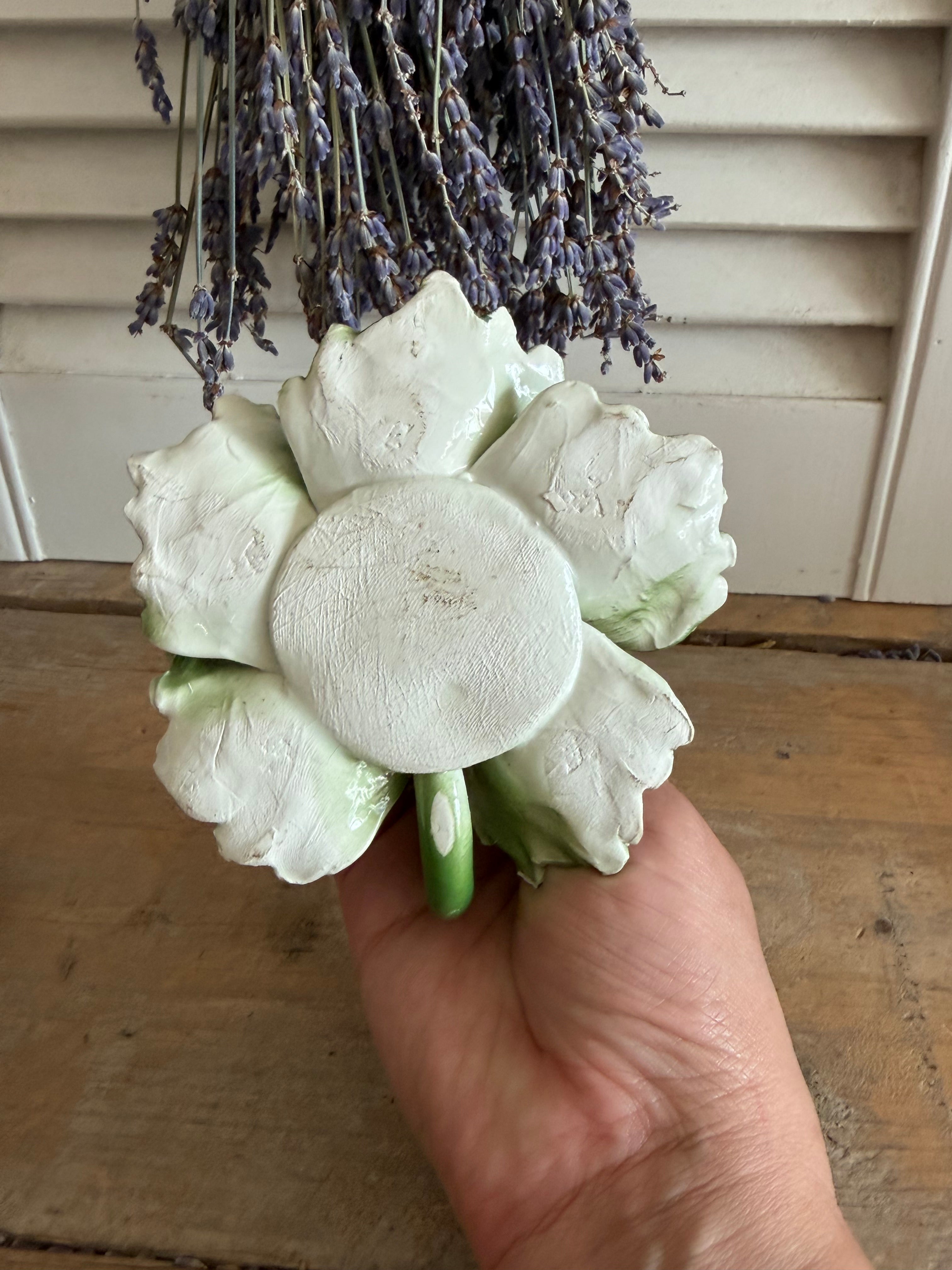 Vintage Italiaanse keramieken kandelaar met fruit