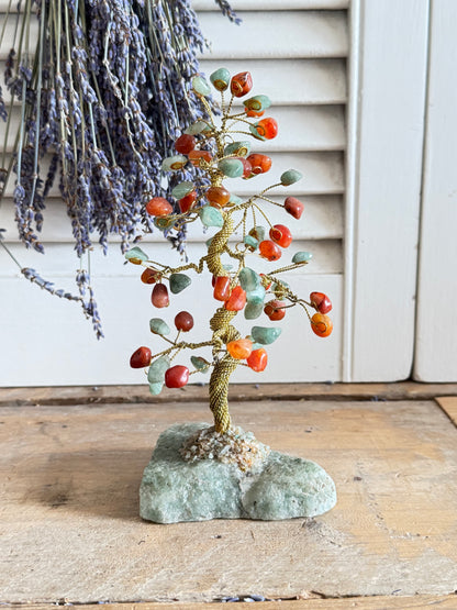 vintage edelstenen boompje, edelsteenboom, gemstone tree vintage, vintage mineralen, rariteitenkabinet,botanische decoratie,vintage woonaccesoire,boompje natuursteem, Sofia&