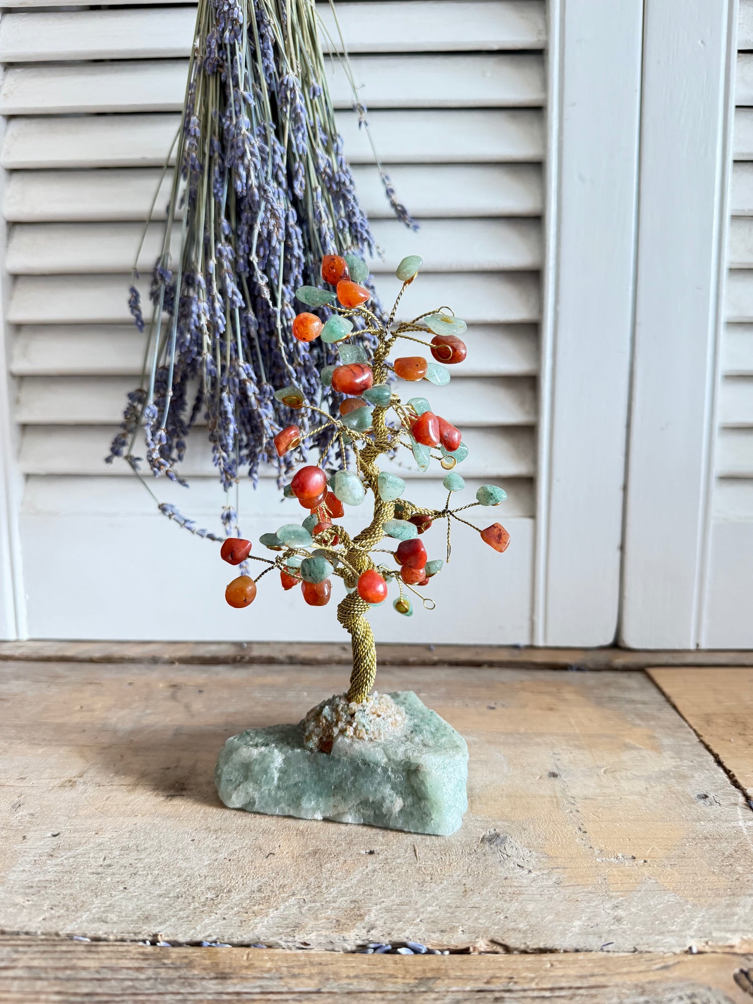 vintage edelstenen boompje, edelsteenboom, gemstone tree vintage, vintage mineralen, rariteitenkabinet,botanische decoratie,vintage woonaccesoire,boompje natuursteem, Sofia&
