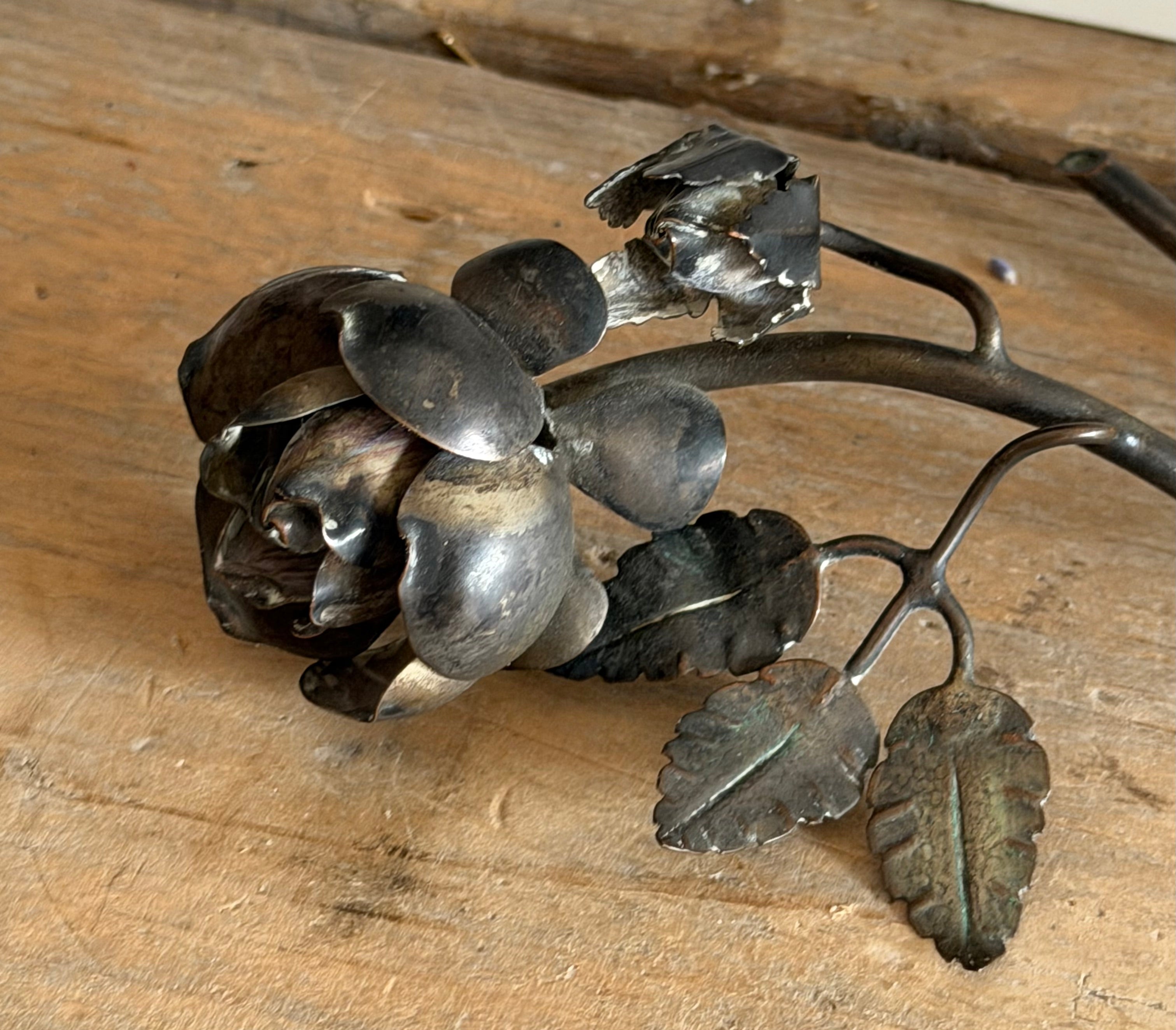 Vintage metalen roos - botanisch ornament, Sofia&