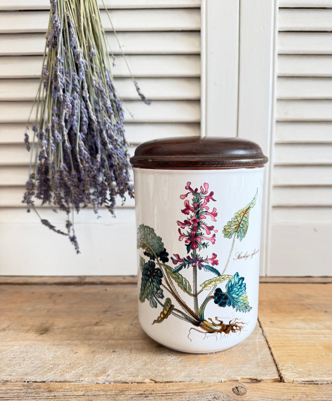 Villeroy &amp; Boch Botanica voorraadpot Stachus officinales, villeroy Boch Botanica, botanisch keramiek, vintage voorraadus