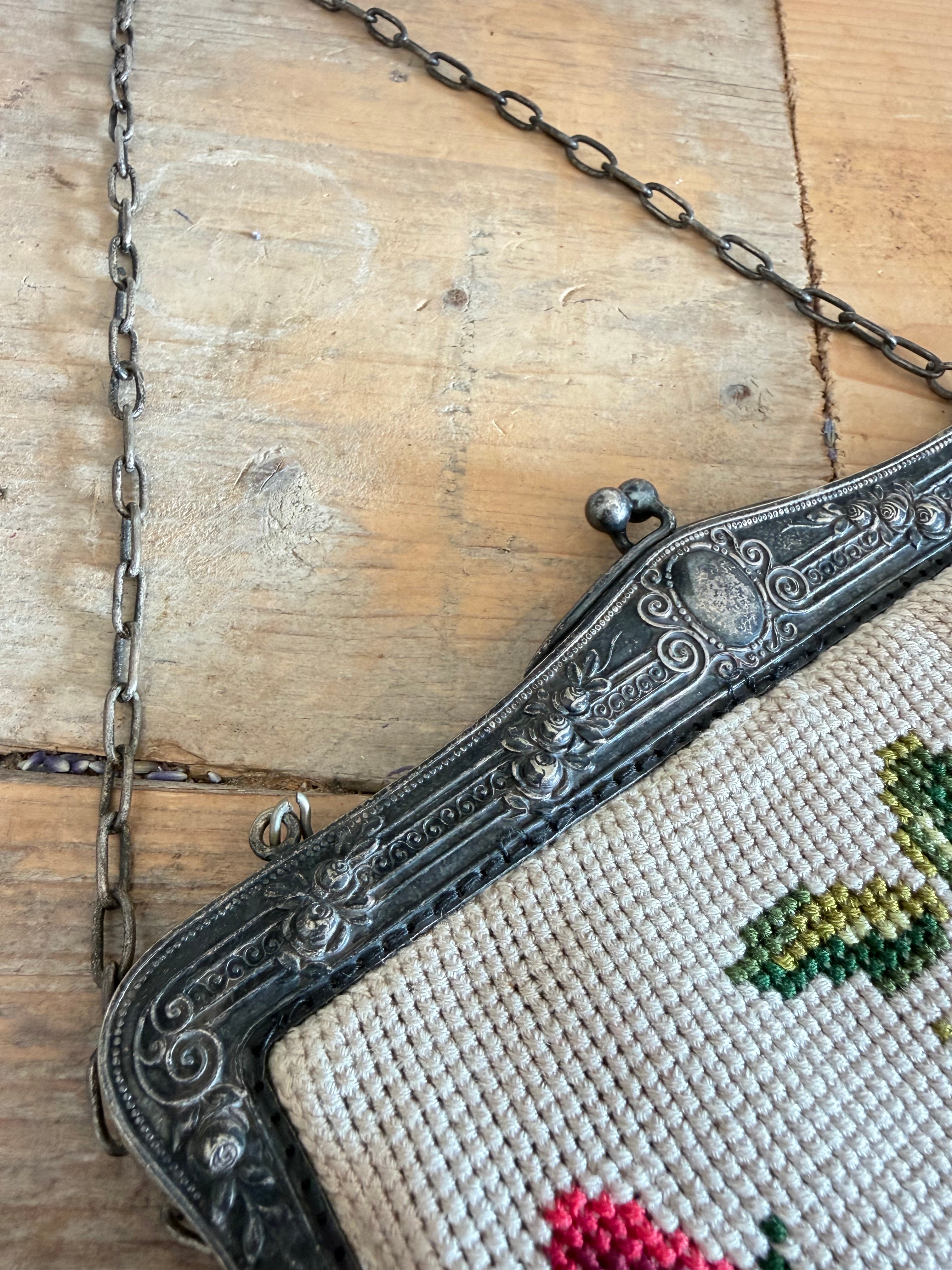Vintage gobelin handtasje met rozen, Sofia&