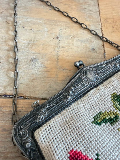 Vintage gobelin handtasje met rozen, Sofia&