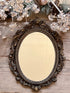 vintage spiegel, messing omlijsting, ovale spiegel, kleine spiegel hal, spiegel toilet, decoratieve spiegel, hal spiegel messing, retro spiegel, wandspiegel ovaal.