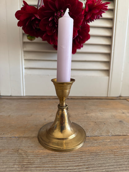 vintage messing kandelaar, kandelaar messing, kandelaar met kwastjes, vintage candle stick Holder, Franse interieuraccessoires, boudoir decoratie, brocante woondecoratie, Sofia&