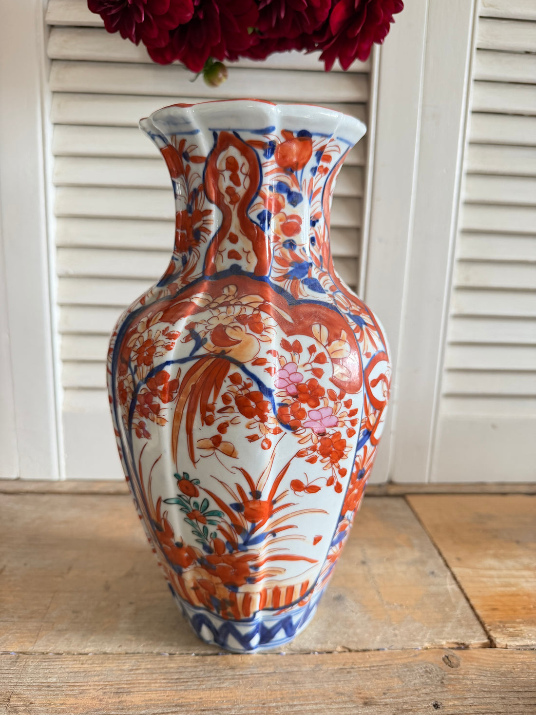 Vintage Imari porseleinen vaas| roodbruin blauw bloemendecor| 30 cm, Sofia&