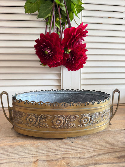 antieke jardinière, oude jardinière, jardinière met binnenbak, Franse brocante, antieke plantenbak, decoratieve jardinière, brocante interieur, antiek woonccessoire, Jugenstil Jardinière, neo klassiek, Sofia&