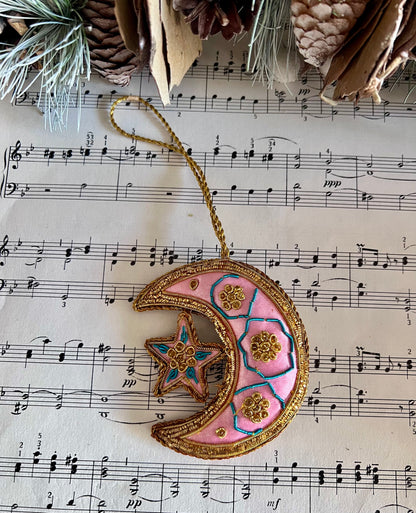 Kerstornament halve maan met ster, kerstversiering, maan, cresent moon