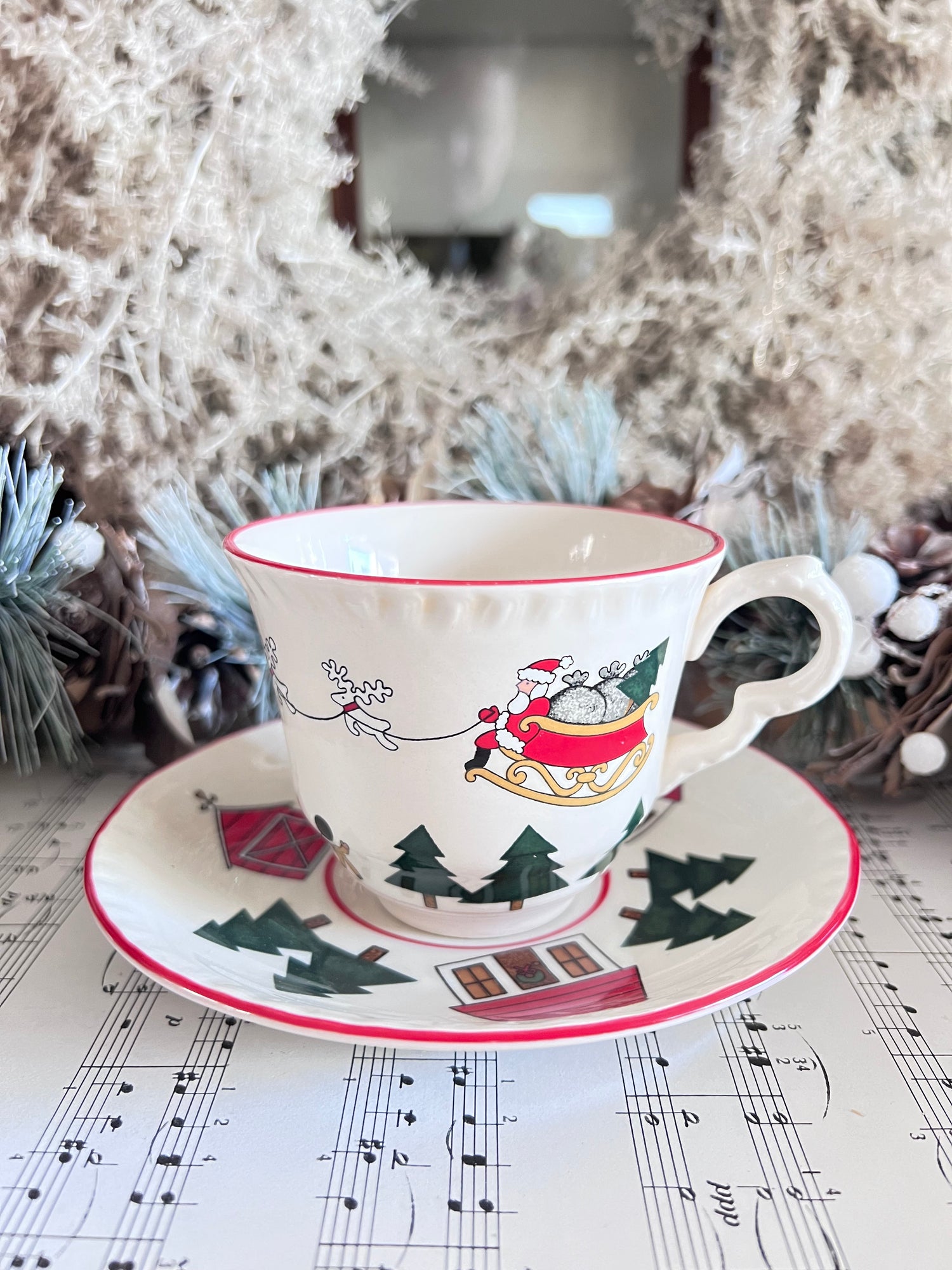 Mason’s Christmas Village theekopje, kersttheekopje, kerst servies, kerstthee kopje, porseleinen theekopje kerst, Christmas Village servies, kerstsfeer, kersttafel decoratie, kerstcadeau theekopje