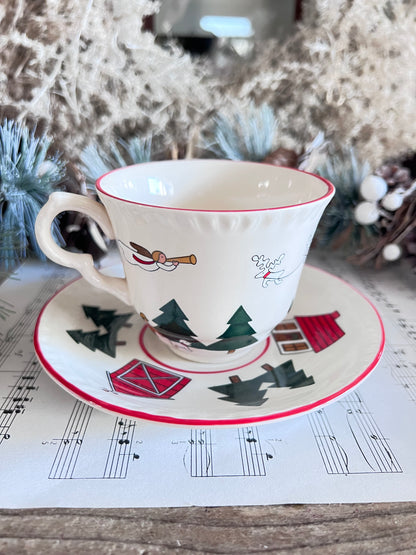 Mason’s Christmas Village theekopje, kersttheekopje, kerst servies, kerstthee kopje, porseleinen theekopje kerst, Christmas Village servies, kerstsfeer, kersttafel decoratie, kerstcadeau theekopje