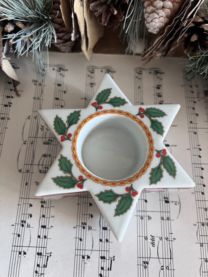 waxinelichthouder ster, waxinelichthouder porselein, Hutschenreuther waxinelichthouder, stervormige waxinelichthouder, sfeerverlichting waxinelicht, porseleinen waxinelichthouder, kerstdecoratie ster, feestelijke waxinelichthouder