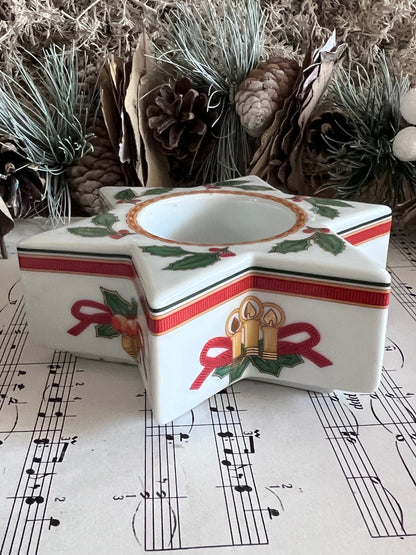 waxinelichthouder ster, waxinelichthouder porselein, Hutschenreuther waxinelichthouder, stervormige waxinelichthouder, sfeerverlichting waxinelicht, porseleinen waxinelichthouder, kerstdecoratie ster, feestelijke waxinelichthouder