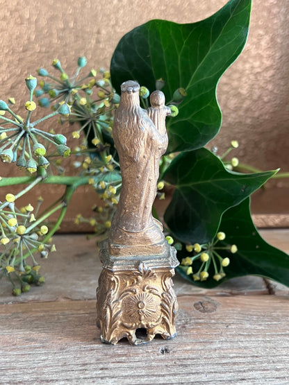 Antiek Moeder Maria beeldje van metaal