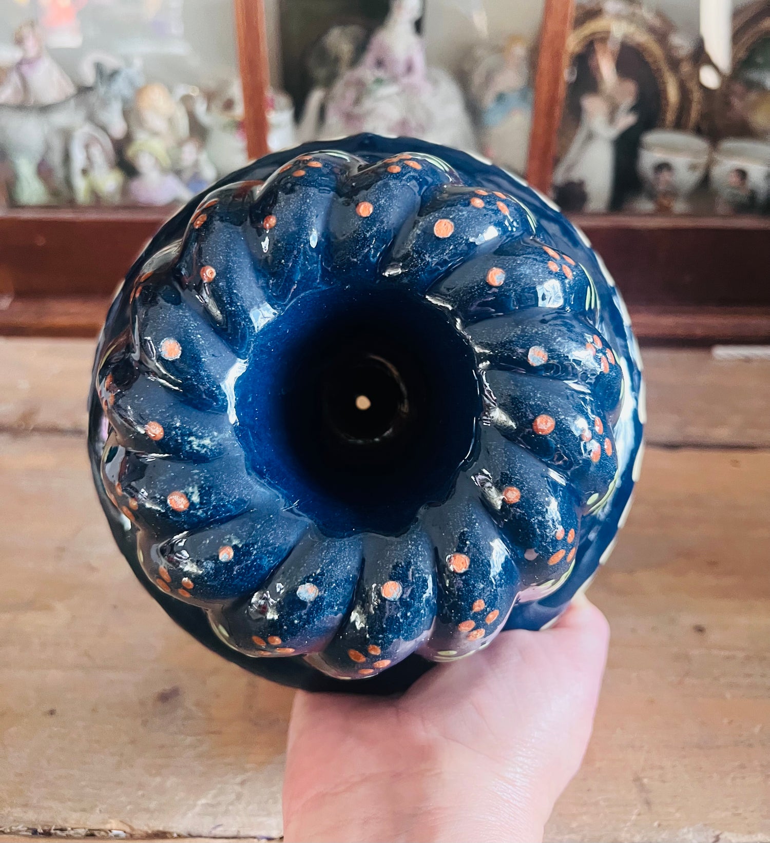 Traditionele kougelhopf bakvorm uit de Elzas - donkerblauw