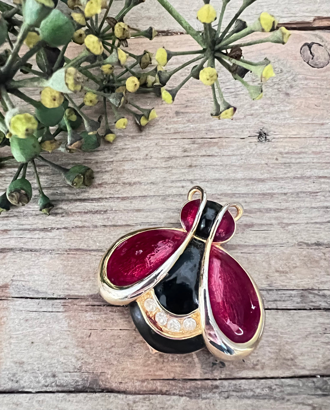 Geëmailleerde Kever Broche met Strass