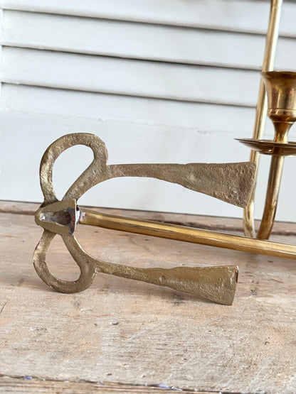 Vintage messing wandkandelaars, messing wandkandelaars met strik, wandkandelaars met strik, Franse messing kandelaar, brocante wandkandelaars,vintage strik decoratie, Sofia&