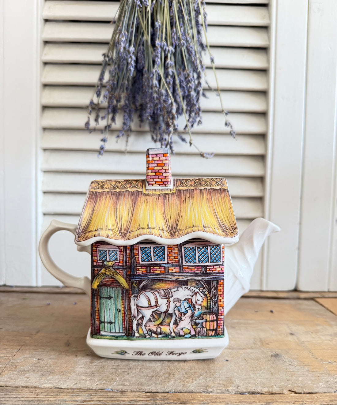 Sadler theepot, The Old Forge teapot, Vintage Engelse theepot, Engelse cottage decoratie , brocante theepot, decoratieve theepot, Sofia&