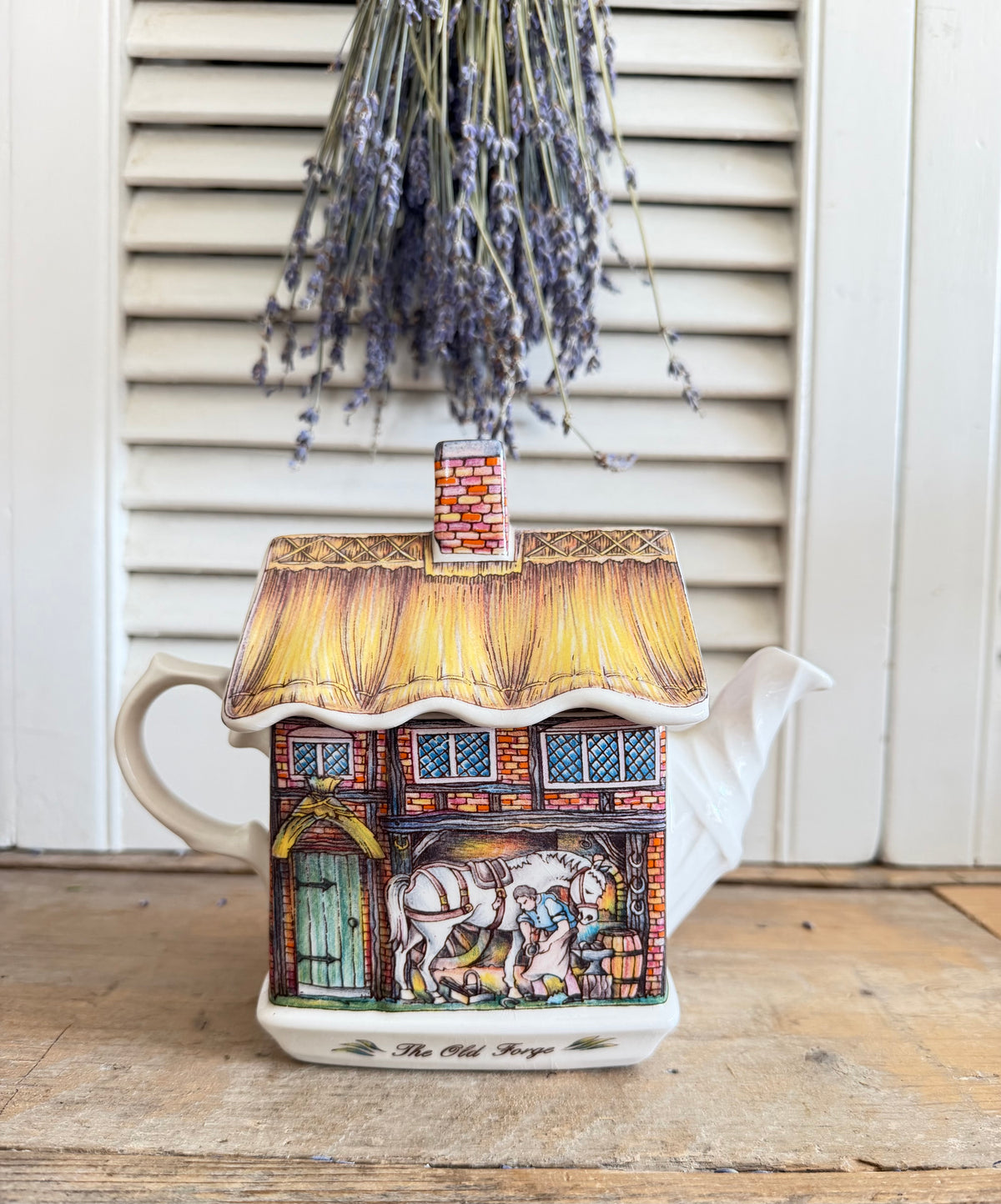 Sadler theepot, The Old Forge teapot, Vintage Engelse theepot, Engelse cottage decoratie , brocante theepot, decoratieve theepot, Sofia&
