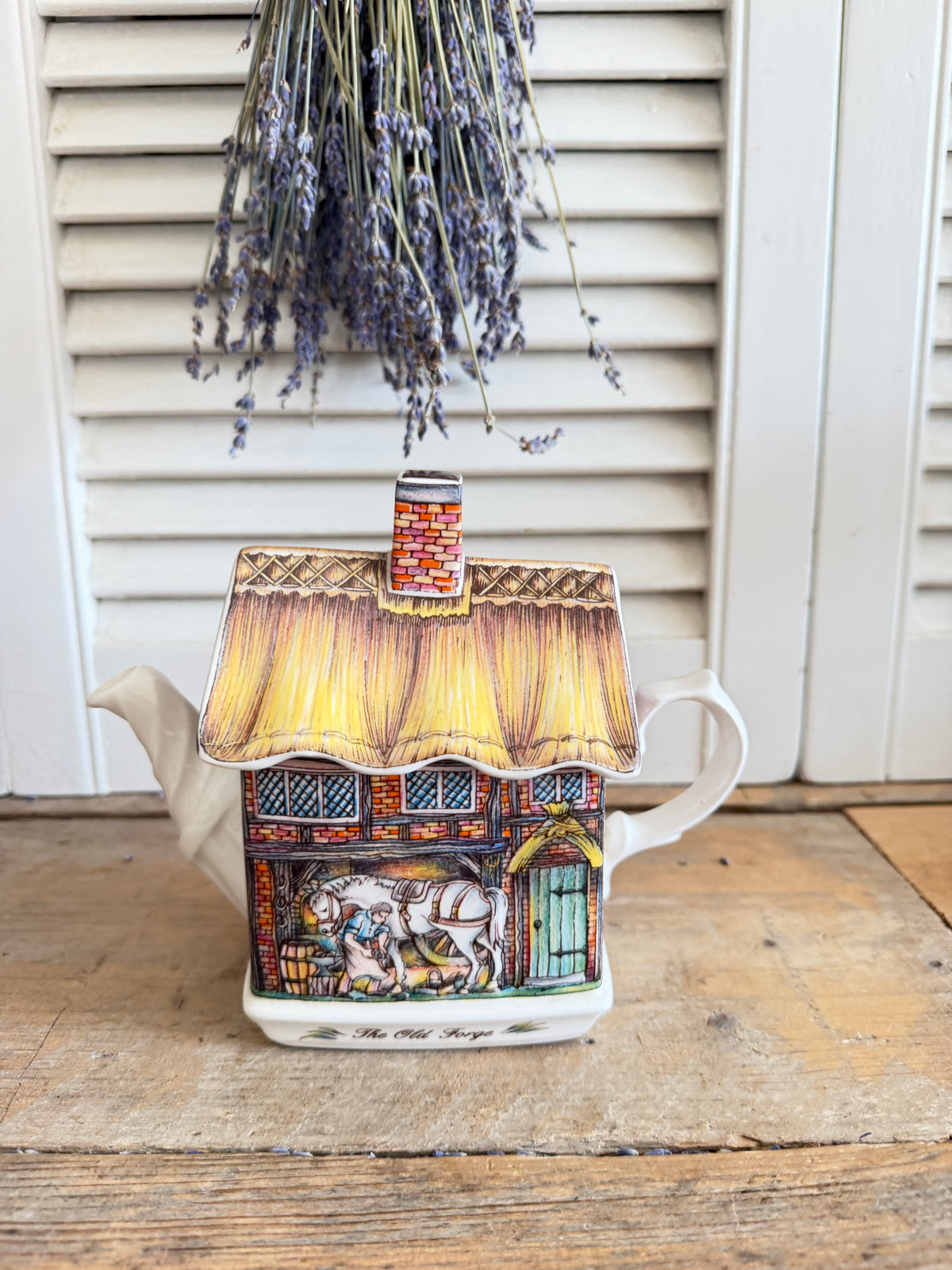 Sadler theepot, The Old Forge teapot, Vintage Engelse theepot, Engelse cottage decoratie , brocante theepot, decoratieve theepot, Sofia&