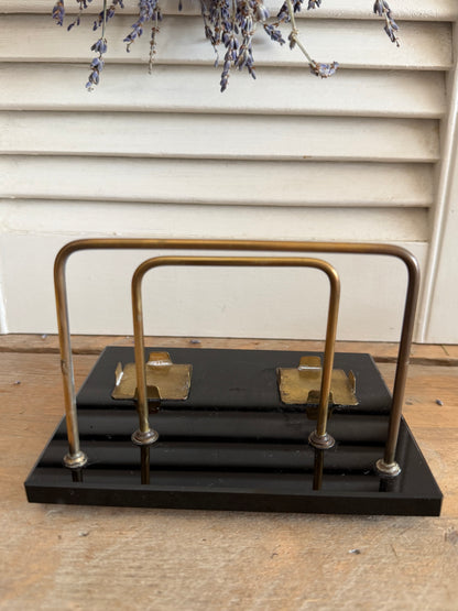 Art Deco inktstel met brievenhouder, Art Deco bureaustel, antiek inktstel, letter rack Art Deco, antieke bureau accessoires, Art Deco kantooraccessoires, Sofia&