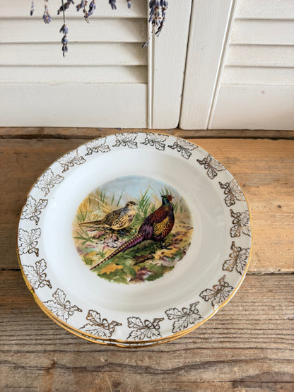 vintage fazanten bord, fazanten servies, vintage vogelbord, borden met vogels, Frans vintage servies, herfst servies, vintage servies, Sofia&