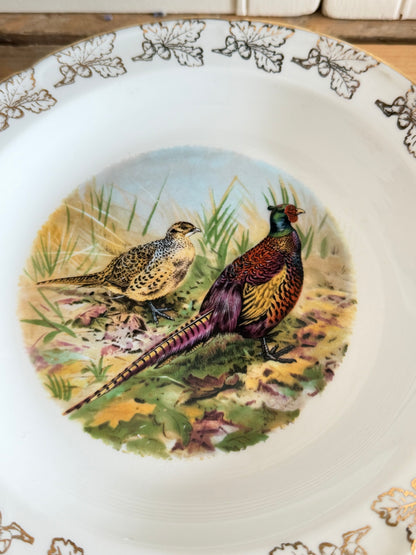 vintage fazanten bord, fazanten servies, vintage vogelbord, borden met vogels, Frans vintage servies, herfst servies, vintage servies, Sofia&
