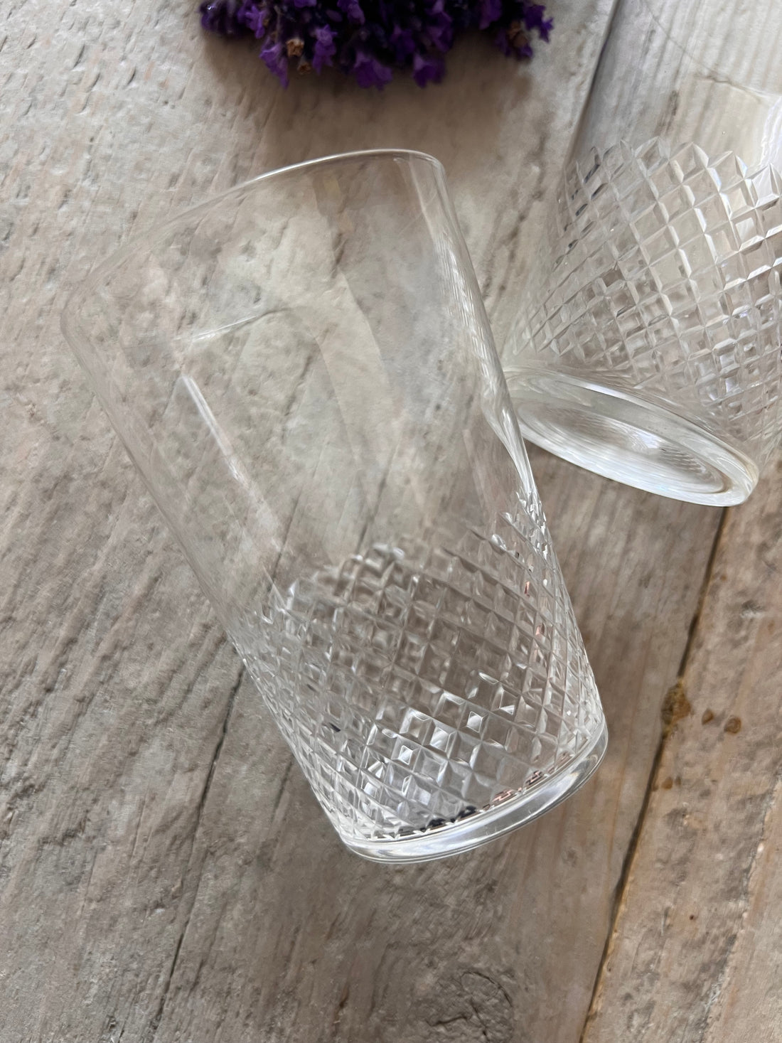 Two antique lemonade glasses