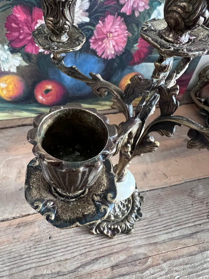 vintage messing kandelaar, messing kandelaar jaren 60, kandelaar met onyx, retro kandelaar, vintage interieur decoratie, messing kandelaar vintage, jaren 60 kandelaar