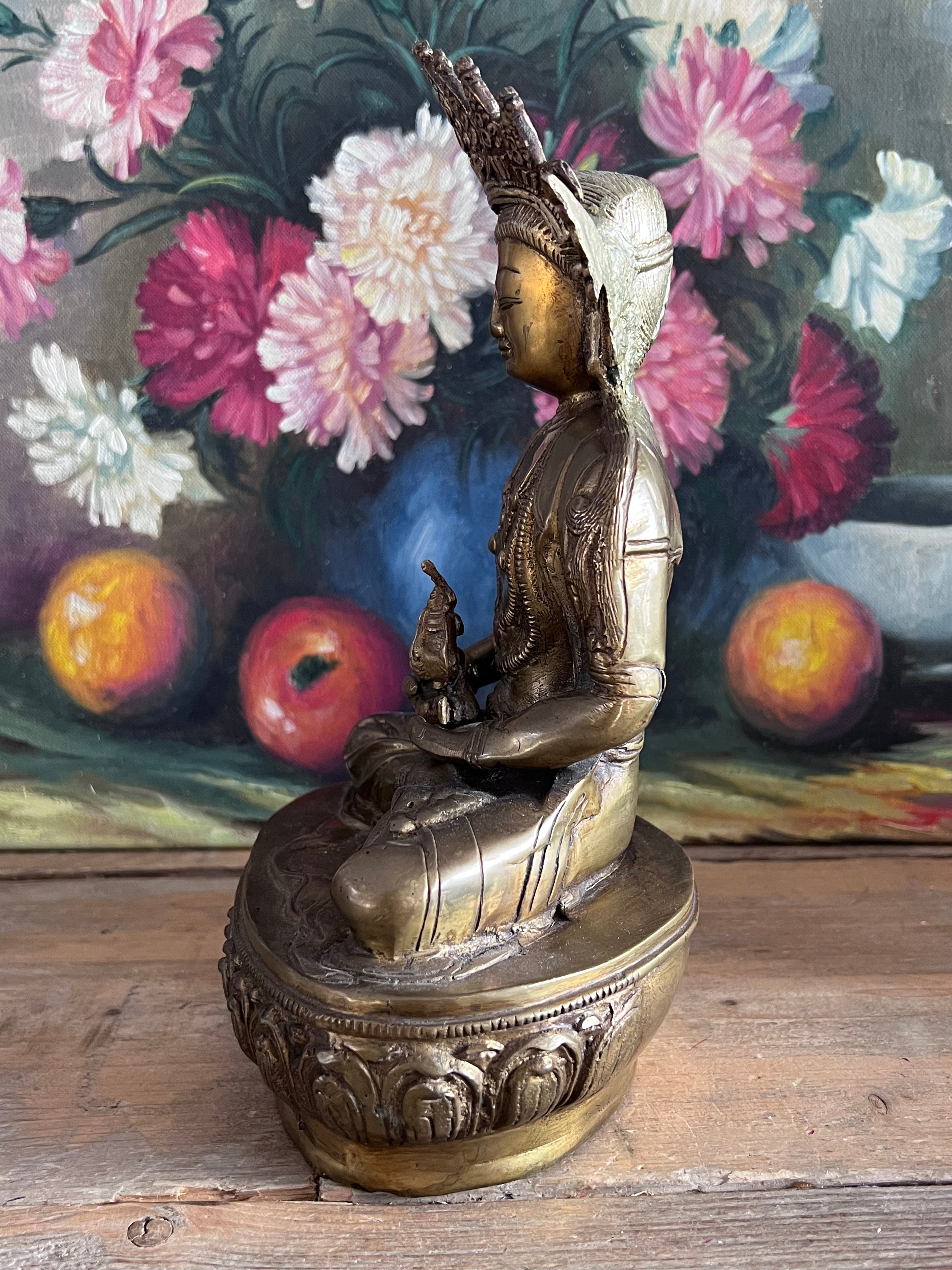 vintage Boeddha messing, Boeddhabeeld messing, messing Boeddha decoratie, spirituele decoratie vintage, oosterse beelden messing, Boeddhabeeld vintage, messing beeld Boeddha &amp;nbsp;