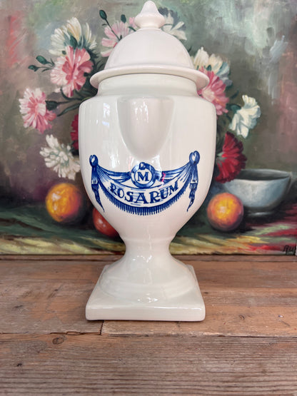 apothekerspot vintage, Interpharm voorraadpot, keramische apothekerspot, rosarum pot, vintage medicijnpot, apothekersdecoratie, kruidenpot keramiek