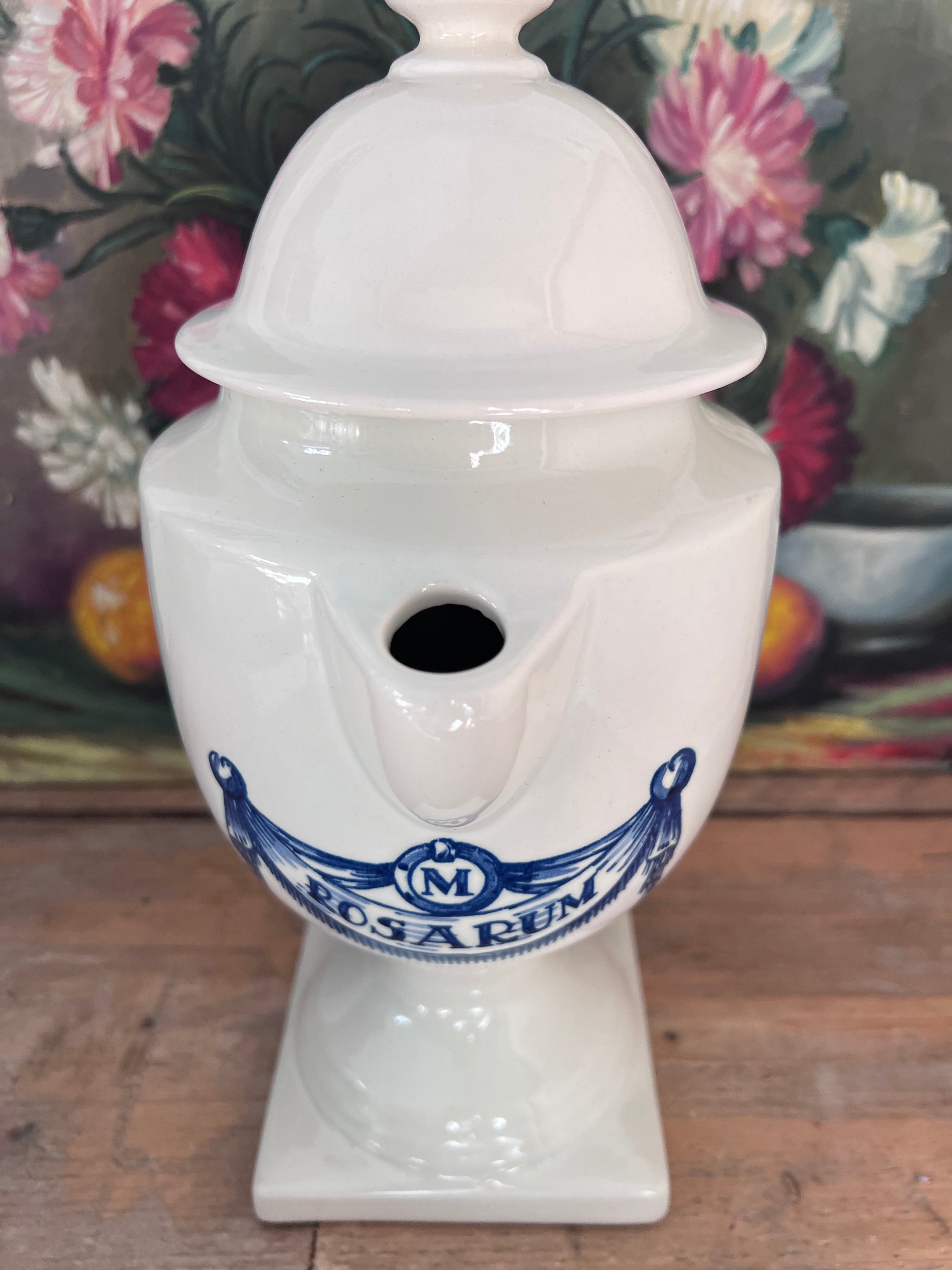 apothekerspot vintage, Interpharm voorraadpot, keramische apothekerspot, rosarum pot, vintage medicijnpot, apothekersdecoratie, kruidenpot keramiek