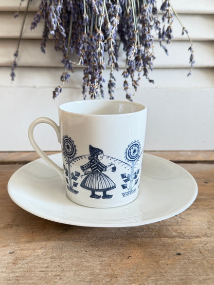 Vintage servies Nederlandse klederdrachten, Seltmann Weiden Bavaria servies Leeuwenzegel, Leeuwenzegel servies, vintage kop en schotels Nederlandse klederdrachten, blauw wit servies, Sofia&