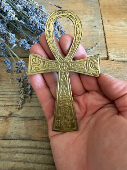 Vintage Ankh van messing, messing Ankh
