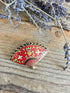 Vintage waaier broche - emaille, vintage sieraden, vintage broche,vintage broche rood, Sofia&
