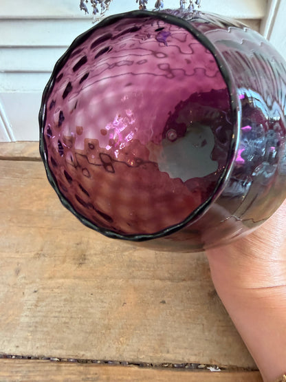 Empoli glas, vintage Empoli glas, paars empoli gla, Italiaans vintage glas, Italiaans design glas,vintage glazen bokaal, retro glaswerk, decoratief gekleurd glas, Sofia&