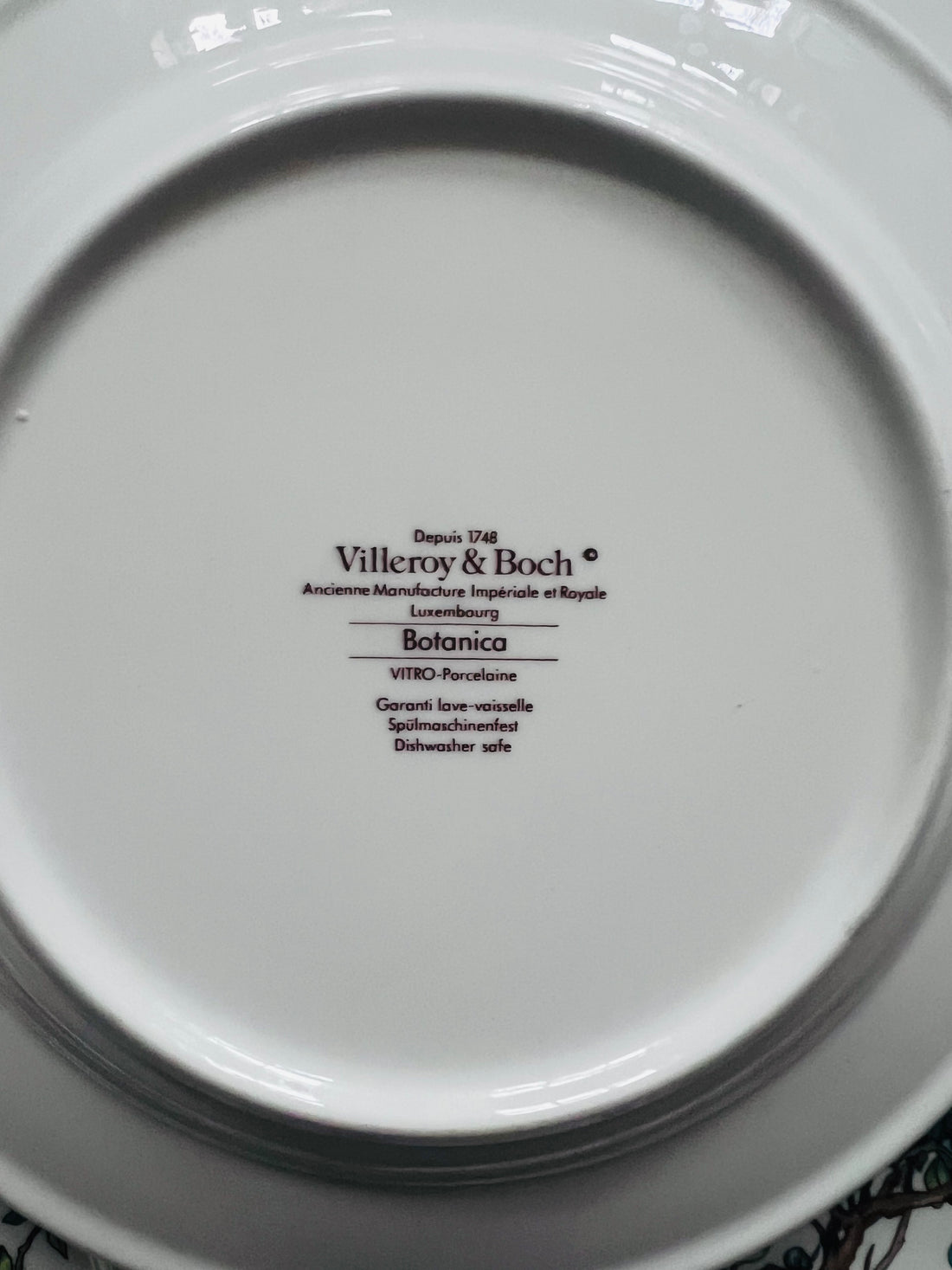 Villeroy &amp; Boch ontbijtbord, Villeroy Boch Botanica, vintage ontbijtbord jaren 70, Botanica serie bord, Thymus pulegioides bord, retro porselein bord, botanisch servies vintage