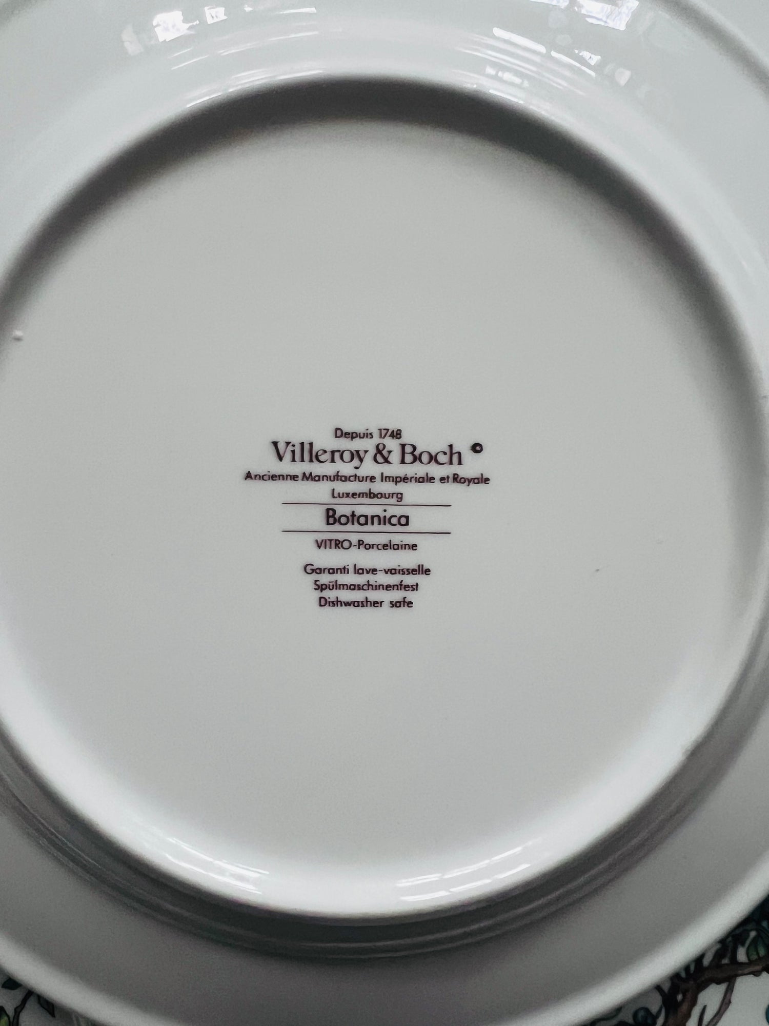 Villeroy &amp; Boch ontbijtbord, Villeroy Boch Botanica, vintage ontbijtbord jaren 70, Botanica serie bord, Thymus pulegioides bord, retro porselein bord, botanisch servies vintage